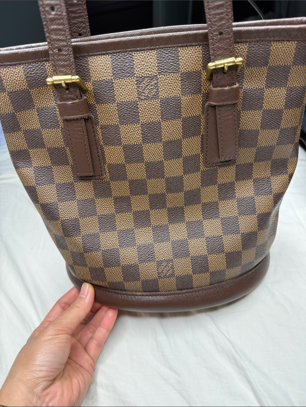 Authentic Louis Vuitton Brown Damier Ebene Check Shoulder Tote